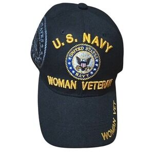 US Navy Woman Veteran Embroidered Black Baseball Cap Military Official Licensed
